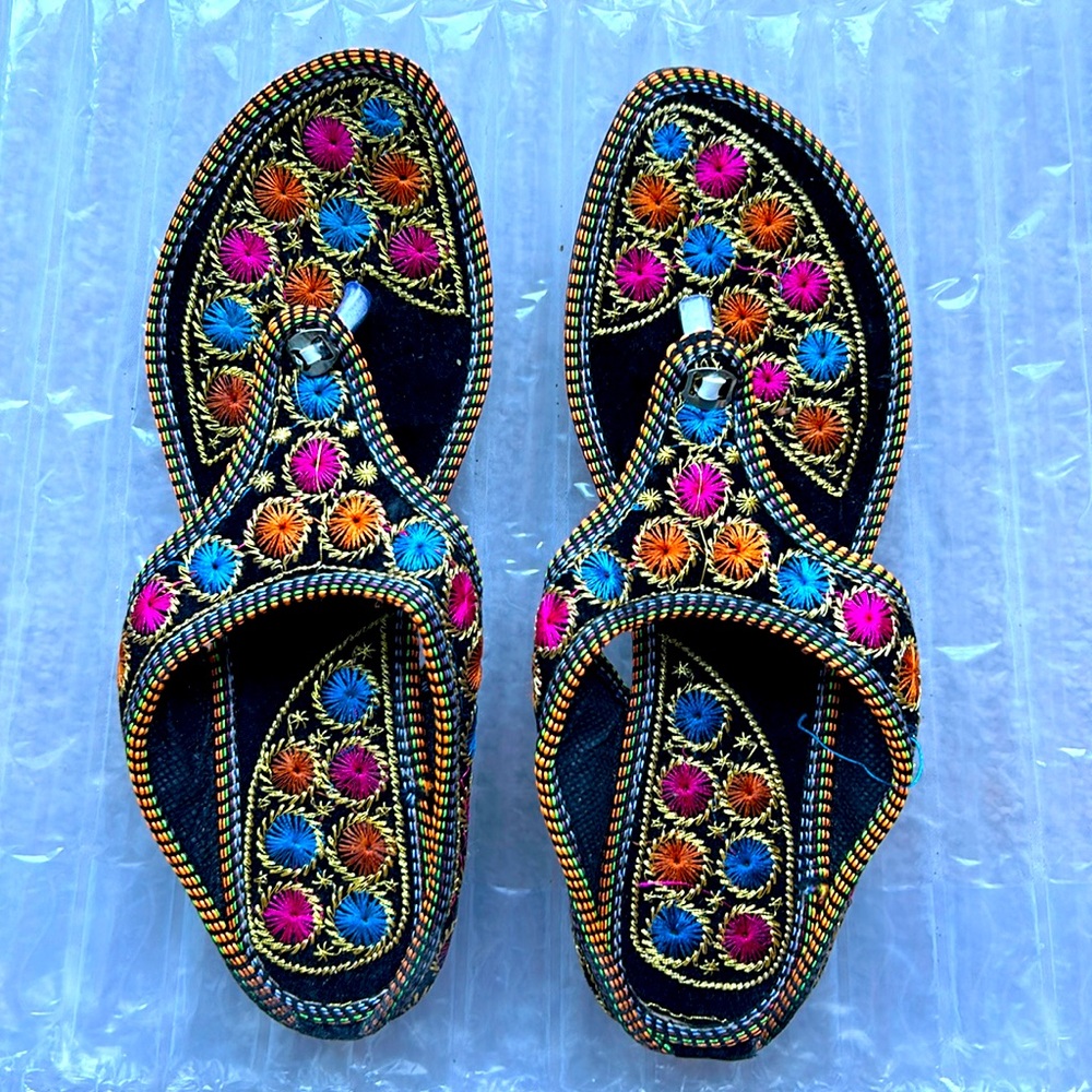 NWOT.  East Indian strikingly colorful and bright embroidered summer sandals.